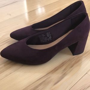 Christian Siriano purple block heels.